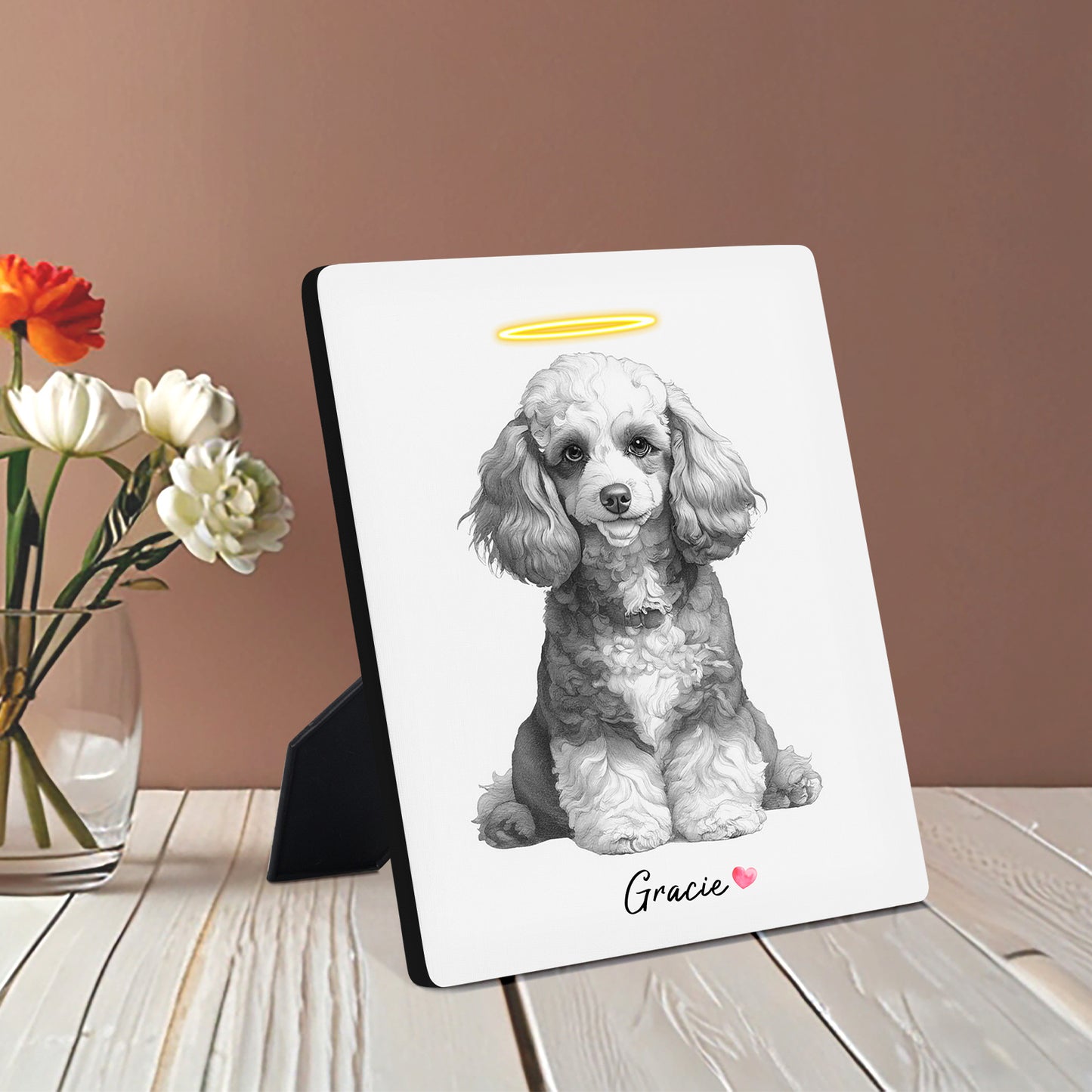 Custom Sketch Pet Memorial Standing Canvas with Photo - OARSE