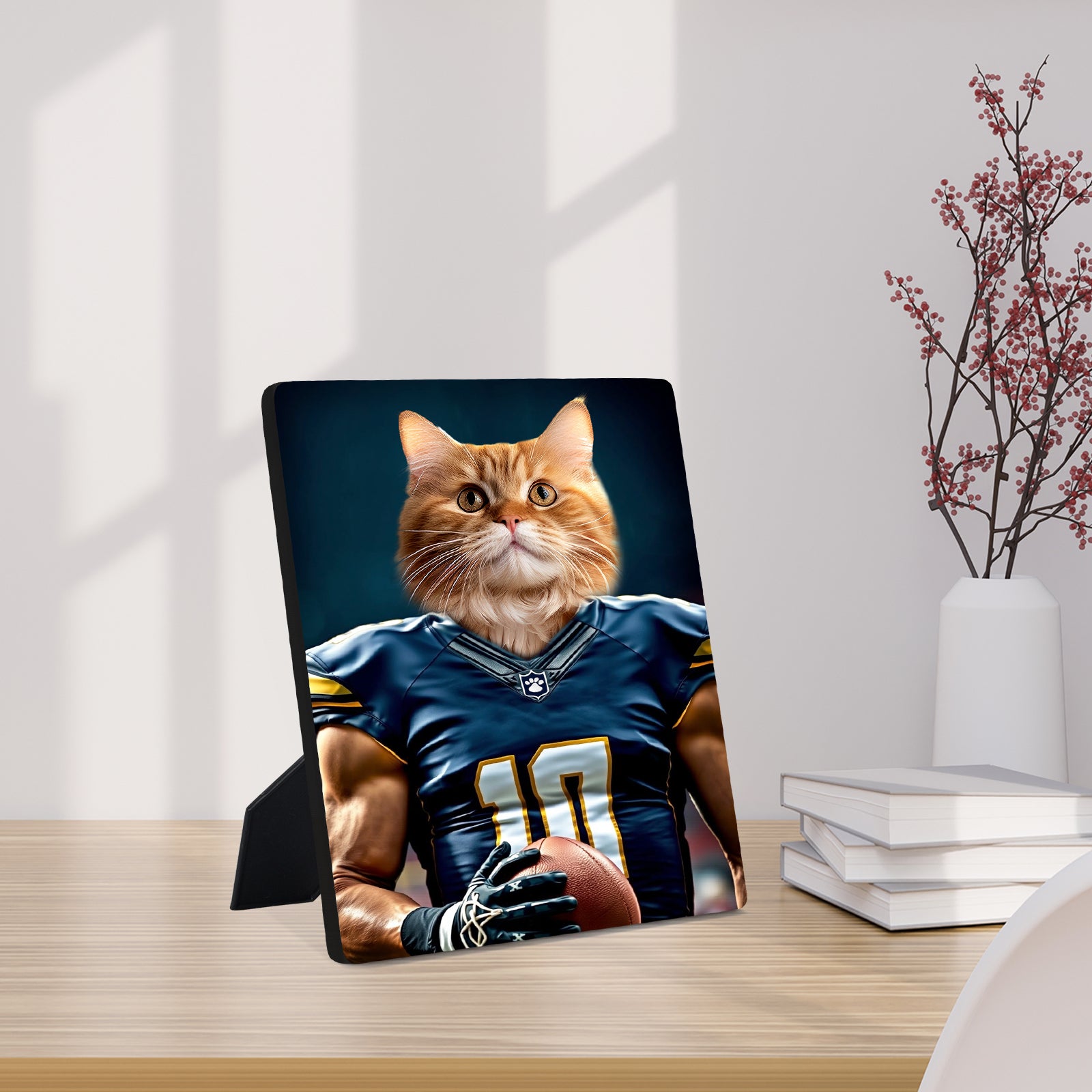 Custom Standing Pet Canvas Art with Photo- The Football Player - OARSE