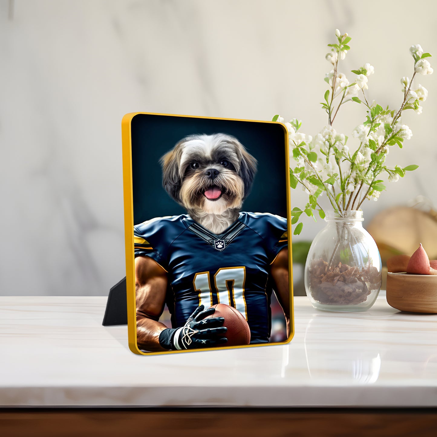 Custom Standing Pet Canvas Art with Photo- The Football Player - OARSE