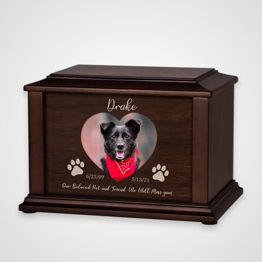 Custom Wooden Dog Ashes Box Personalized Pet Urn and Keepsakes for Your Beloved Pet - OARSE