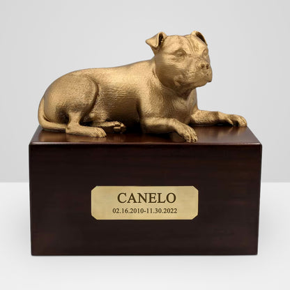 Custom Wooden Pet Urns Staffordshire Bull Terrier Ashes Box with Name - OARSE