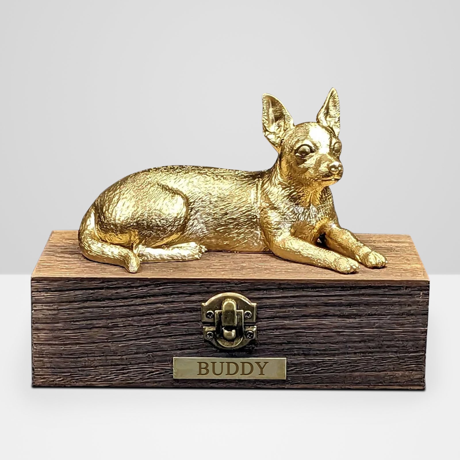 Custom Chihuahua  Ashes Boxes Engraved with Name Plate for Urn - OARSE