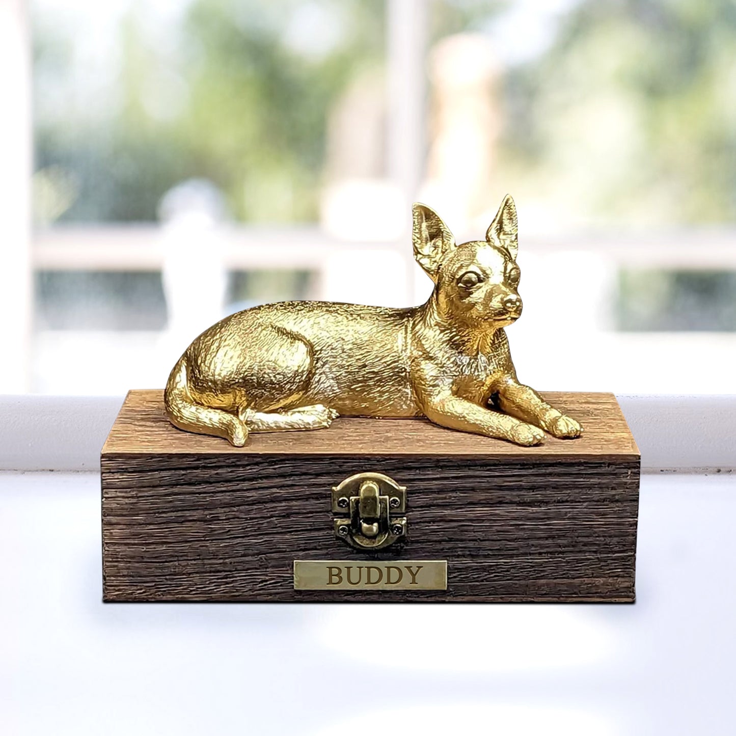 Custom Chihuahua  Ashes Boxes Engraved with Name Plate for Urn - OARSE