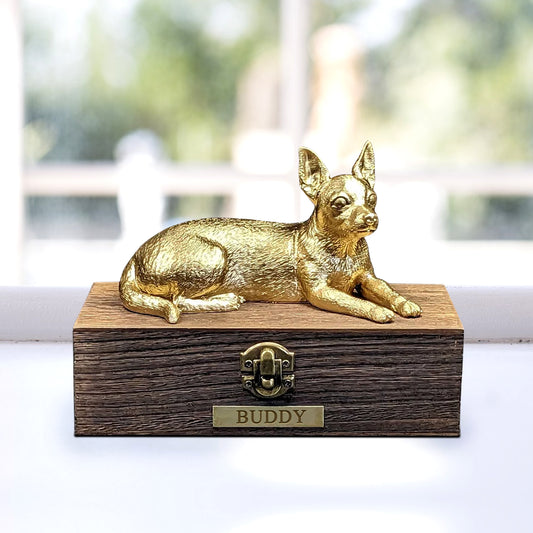 Custom Chihuahua  Ashes Boxes Engraved with Name Plate for Urn - OARSE