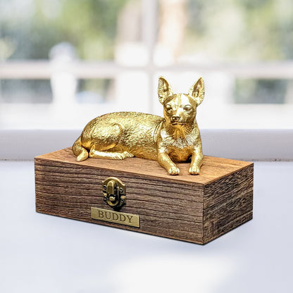 Custom Chihuahua  Ashes Boxes Engraved with Name Plate for Urn - OARSE