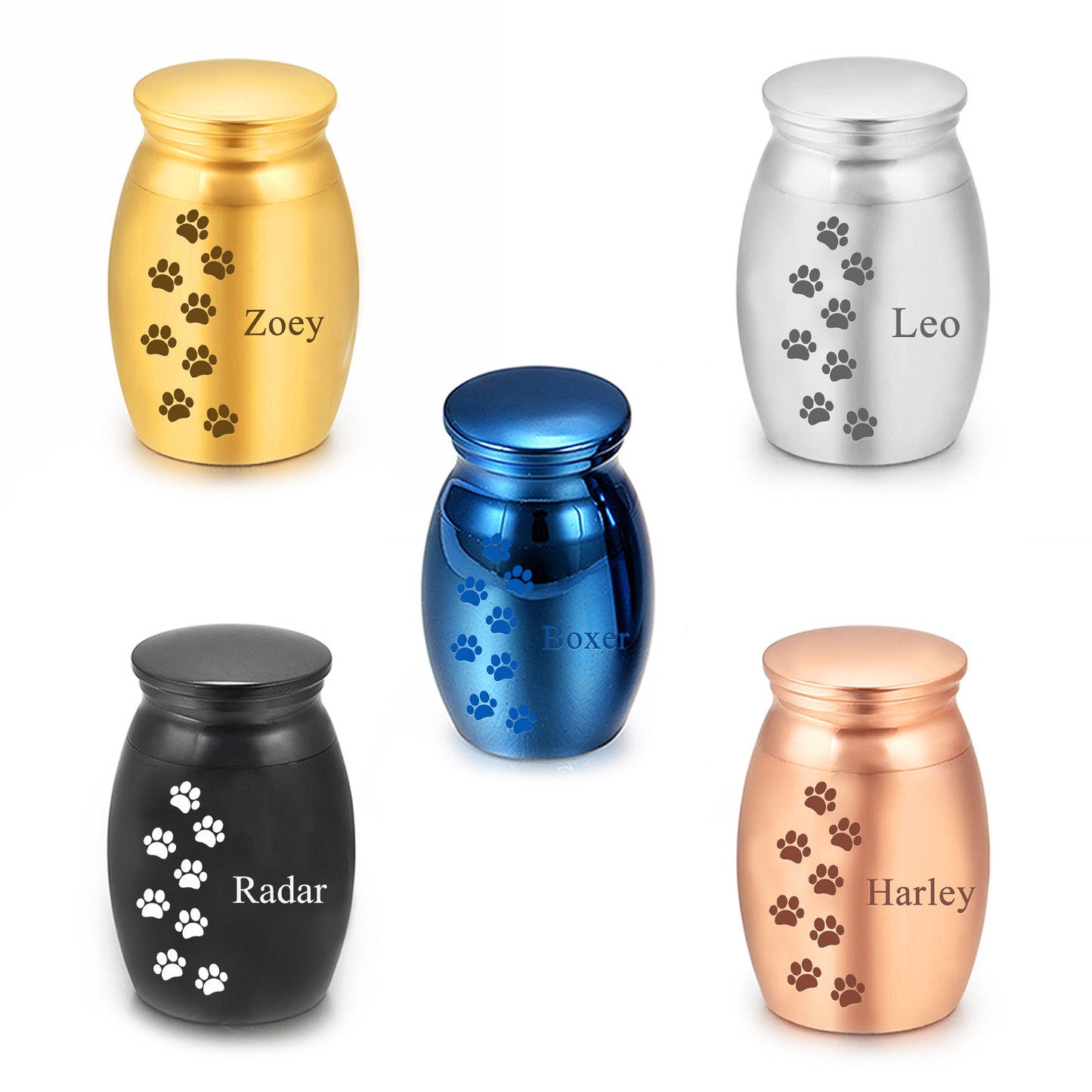 Custom Dog Ashes Urn with Multi Paw Print Personalized Pet Keepsake Memorial Urns - OARSE
