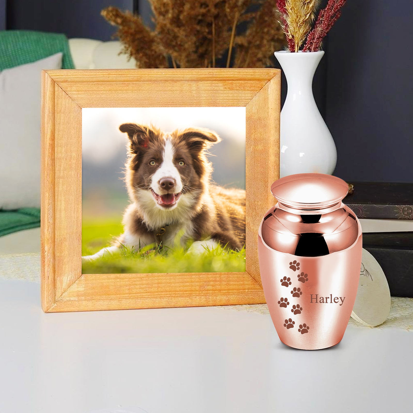 Custom Dog Ashes Urn with Multi Paw Print Personalized Pet Keepsake Memorial Urns - OARSE