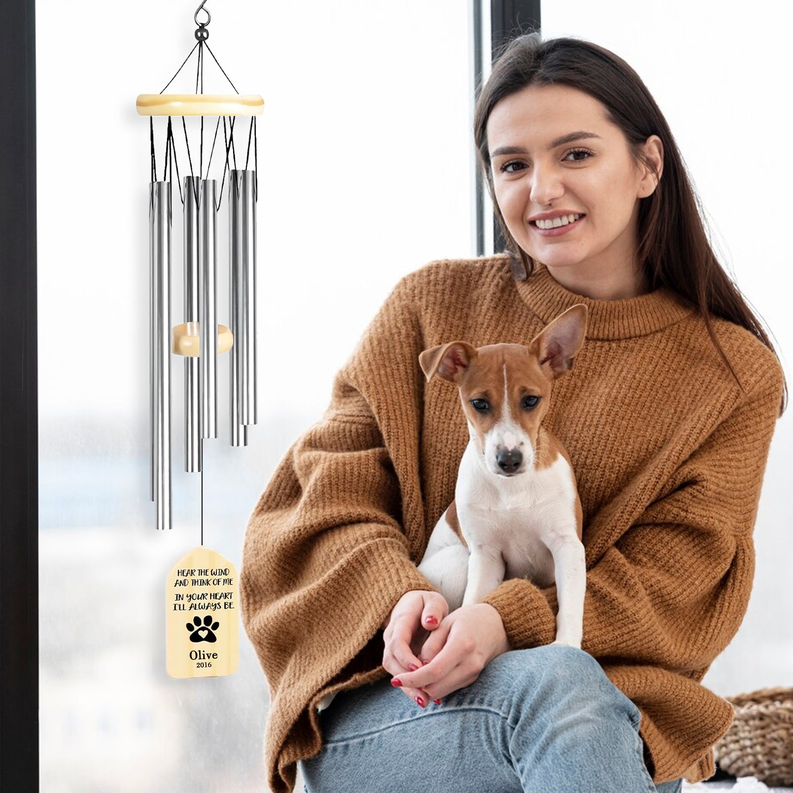 Custom Engraved Wind Chime with Name Personalized Pet Memorial Gift for Loss of Dog - OARSE