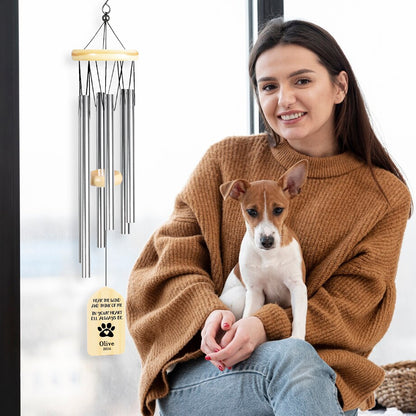 Custom Engraved Wind Chime with Name Personalized Pet Memorial Gift for Loss of Dog - OARSE