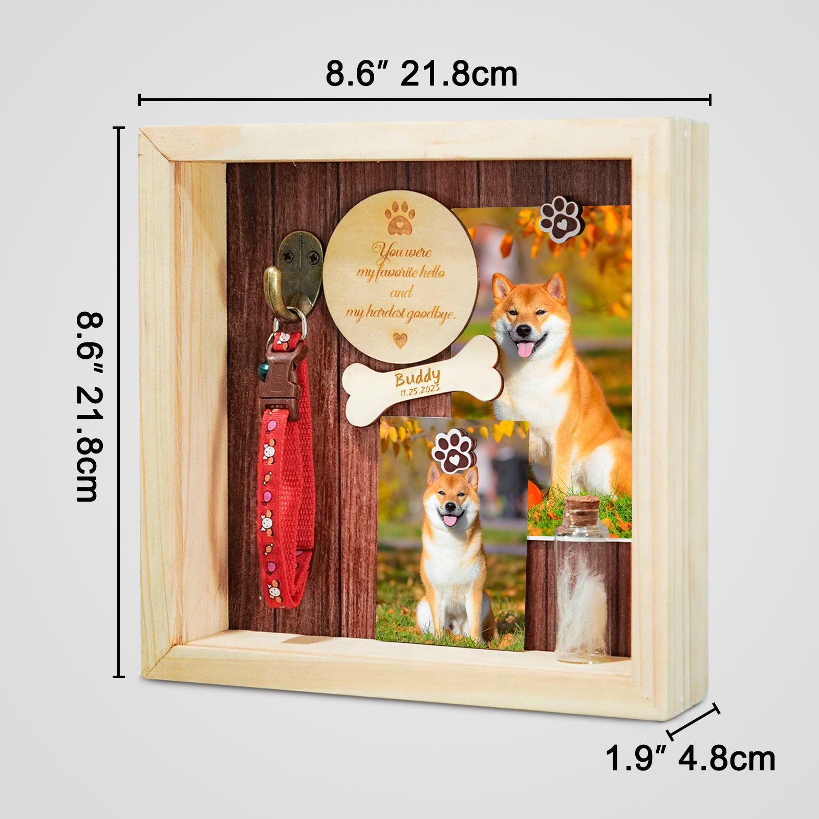 Custom Pet Memorial Shadow Box Frame with Name for Dog Memories - OARSE