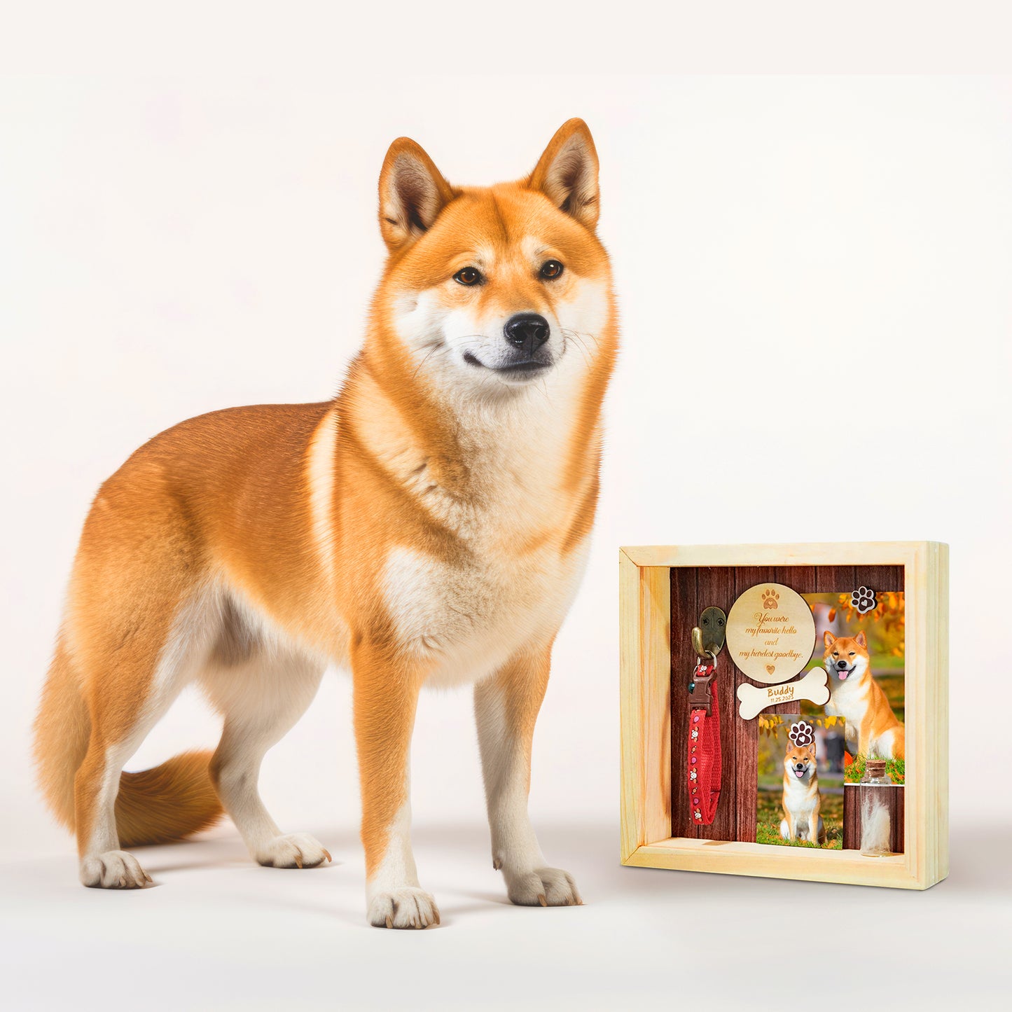Custom Pet Memorial Shadow Box Frame with Name for Dog Memories - OARSE