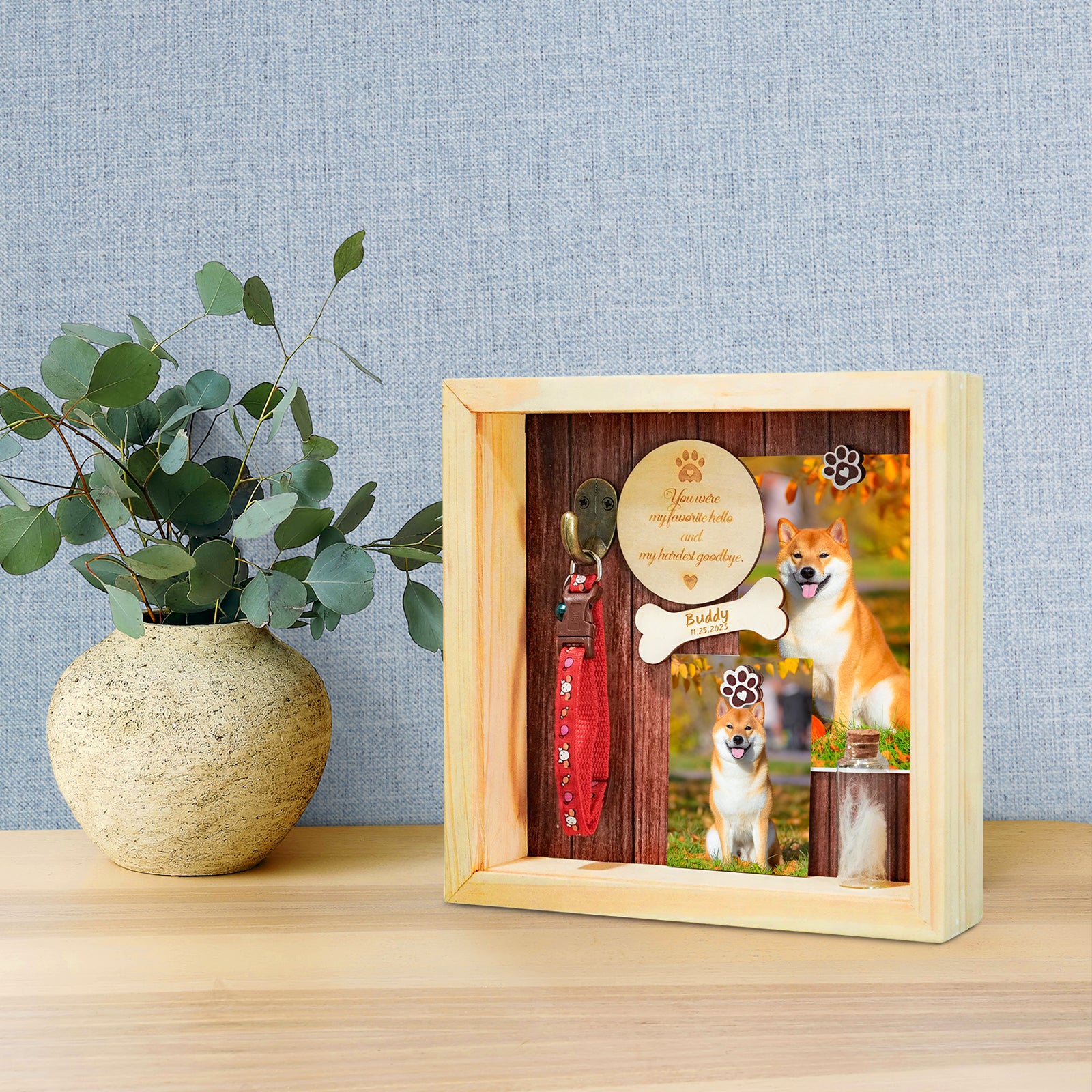 Custom Pet Memorial Shadow Box Frame with Name for Dog Memories - OARSE