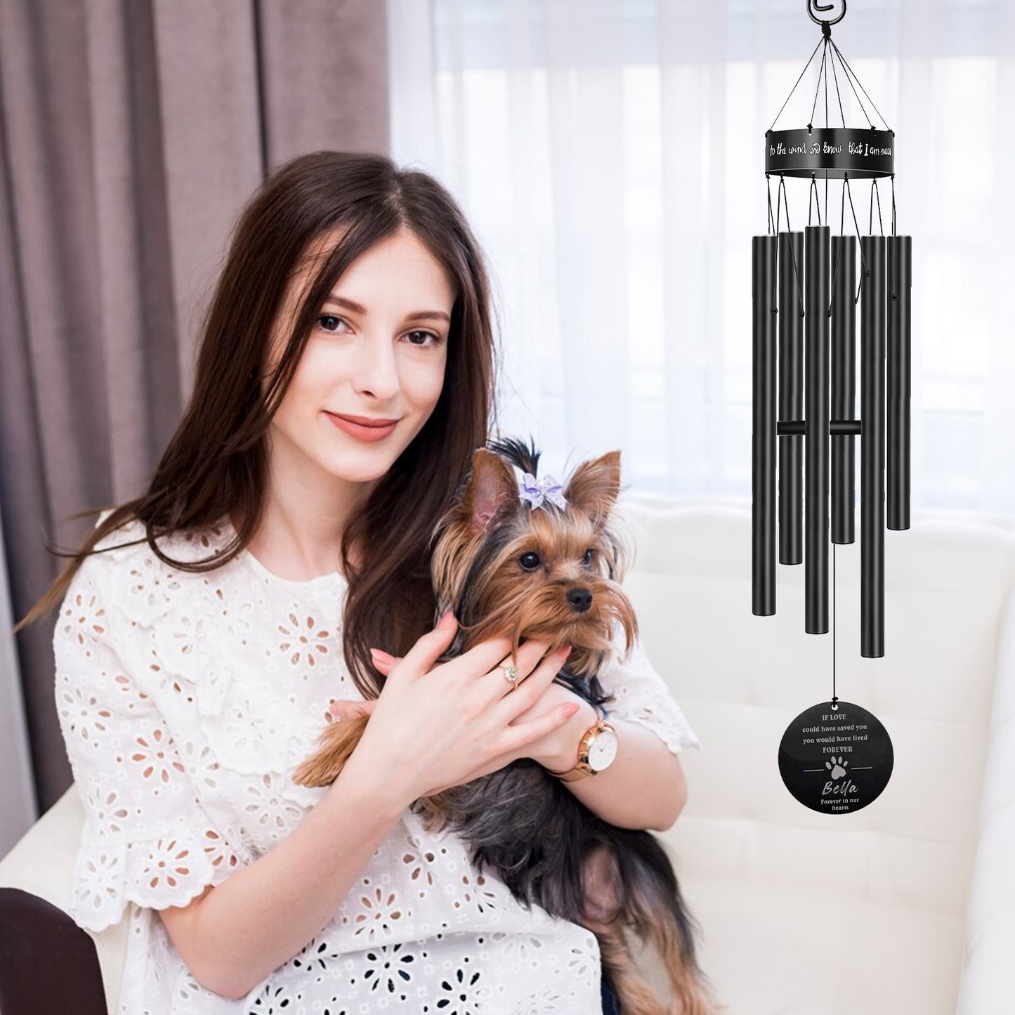Custom Pet Memorial Wind Chime with Name Pet for Personalized Dog Remembrance Gift - OARSE