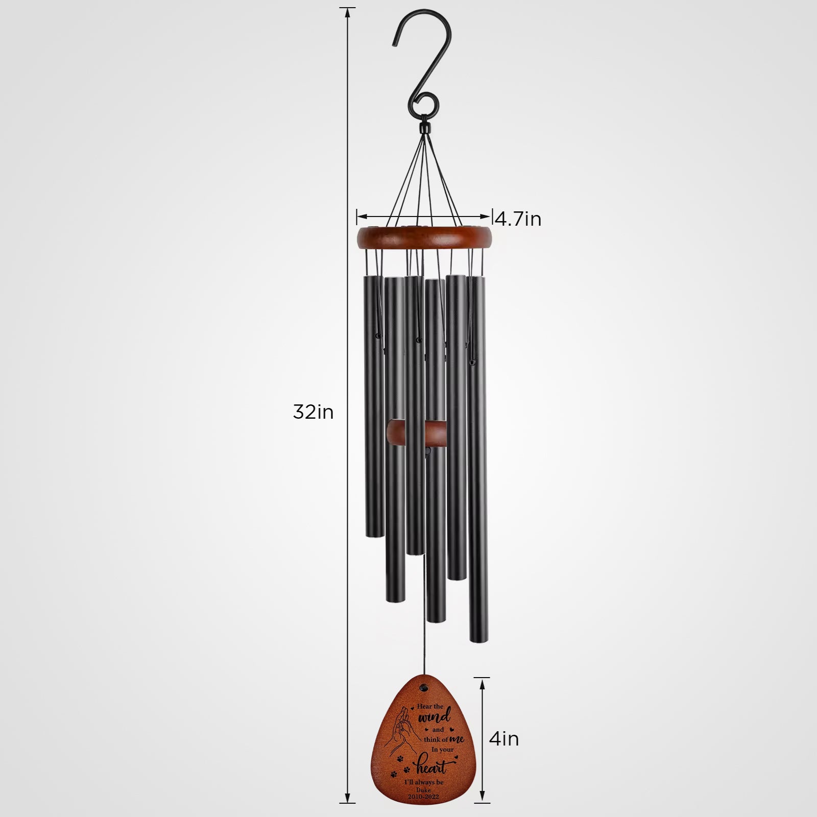 Custom Pet Memorial Wind Chime with Name Personalized Pet Sympathy Gift for Loss of Dog - OARSE