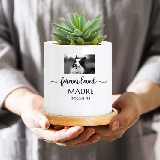Custom Photo Flower Pot Personalized Dog Photo Urn Planters for Pet Memorial Gift - OARSE