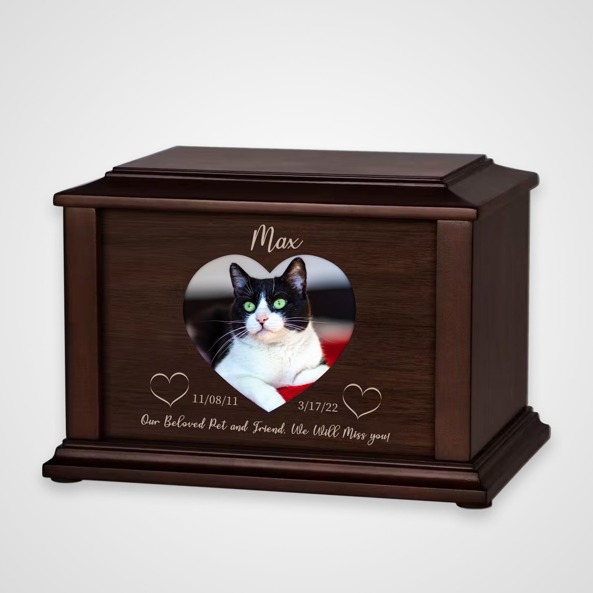 Custom Wooden Dog Ashes Box Personalized Pet Urn and Keepsakes for Your Beloved Pet - OARSE