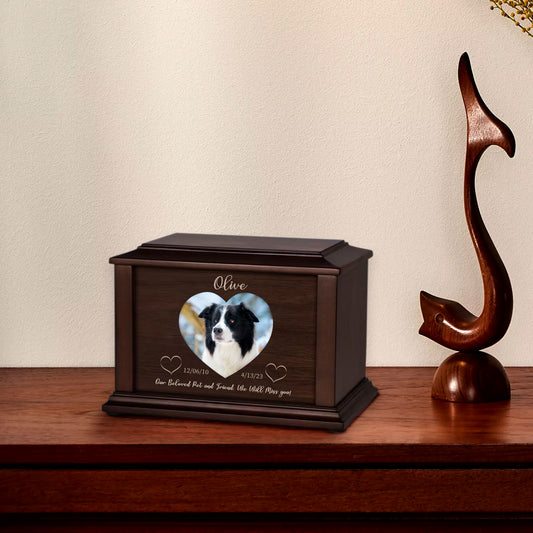Custom Wooden Dog Ashes Box Personalized Pet Urn and Keepsakes for Your Beloved Pet - OARSE