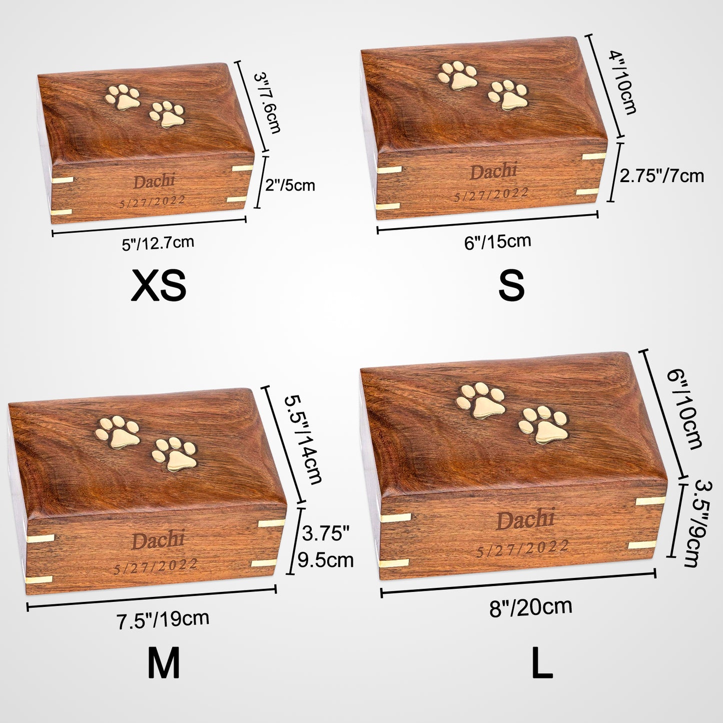 Custom Wooden Pet Ashes Box with Name Engraved Personalized Dog and Cat Urns - OARSE
