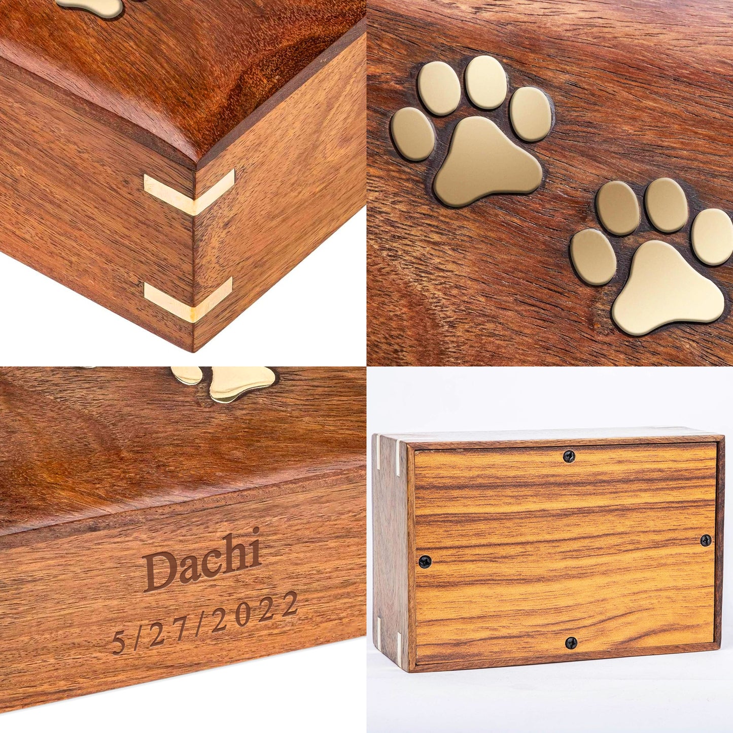 Custom Wooden Pet Ashes Box with Name Engraved Personalized Dog and Cat Urns - OARSE