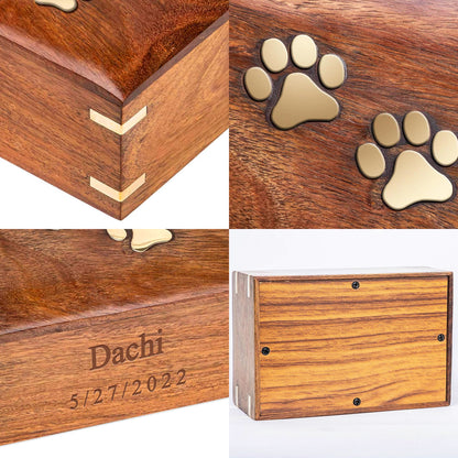 Custom Wooden Pet Ashes Box with Name Engraved Personalized Dog and Cat Urns - OARSE