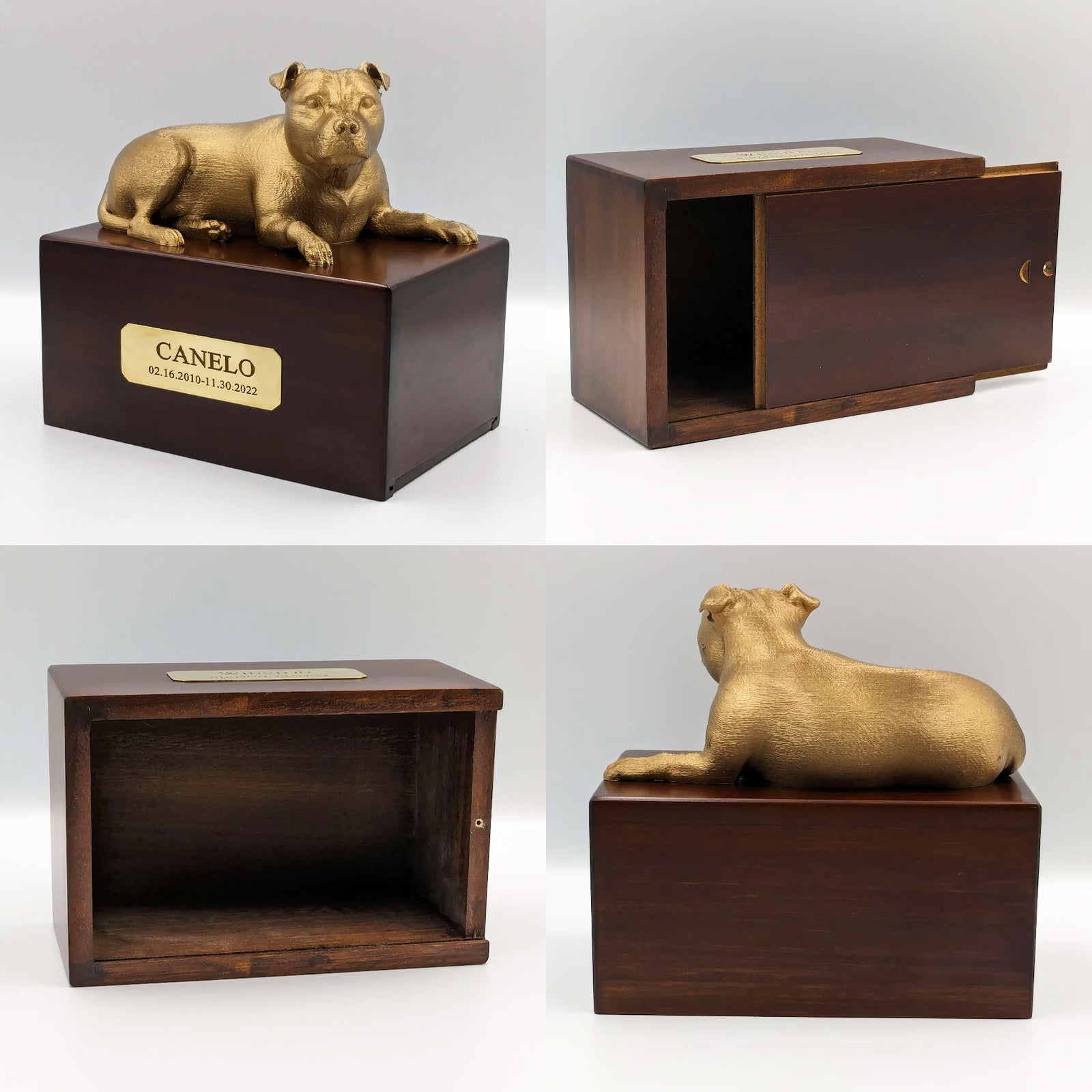 Custom Wooden Pet Urns Staffordshire Bull Terrier Ashes Box with Name - OARSE