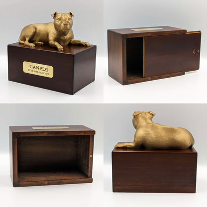 Custom Wooden Pet Urns Staffordshire Bull Terrier Ashes Box with Name - OARSE