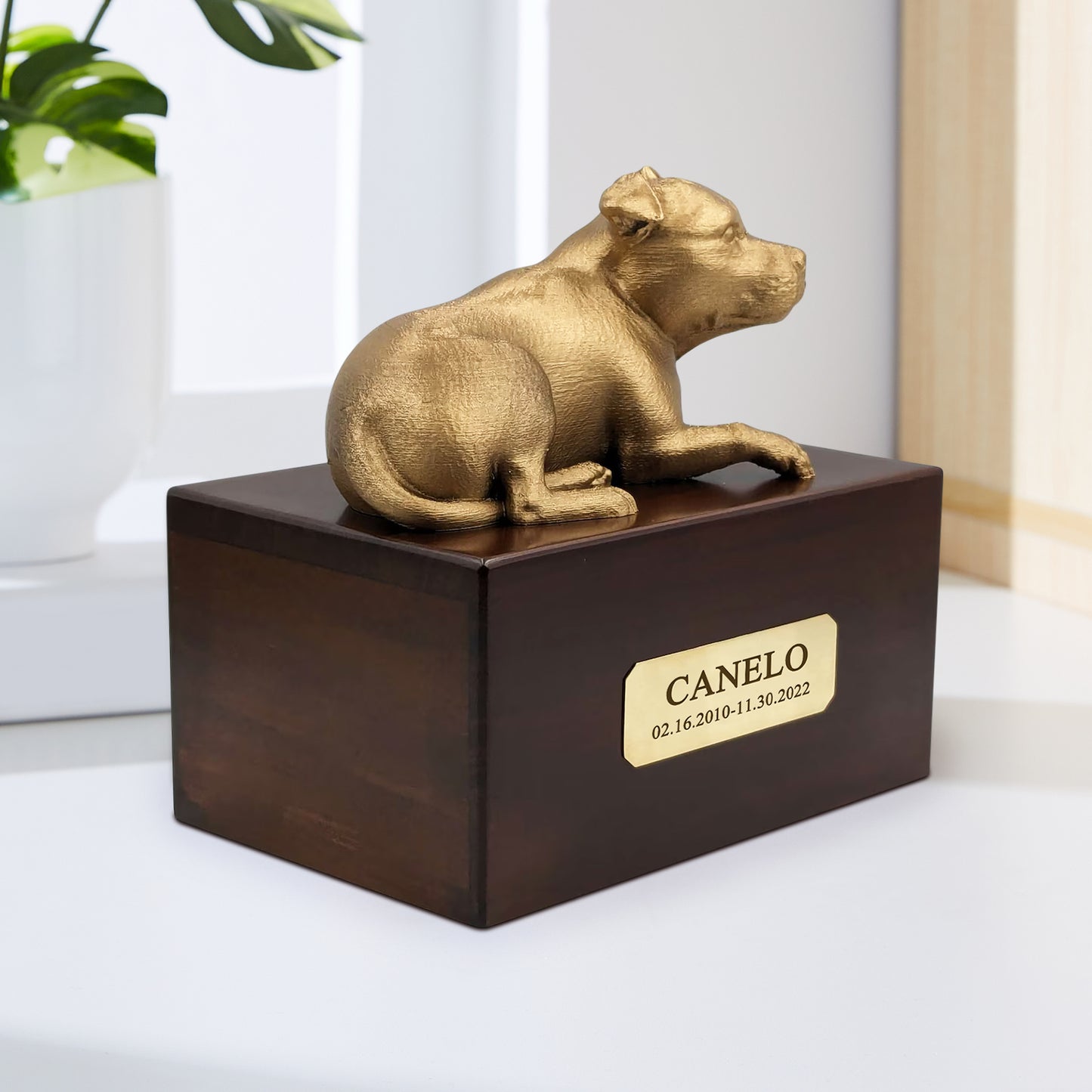 Custom Wooden Pet Urns Staffordshire Bull Terrier Ashes Box with Name - OARSE