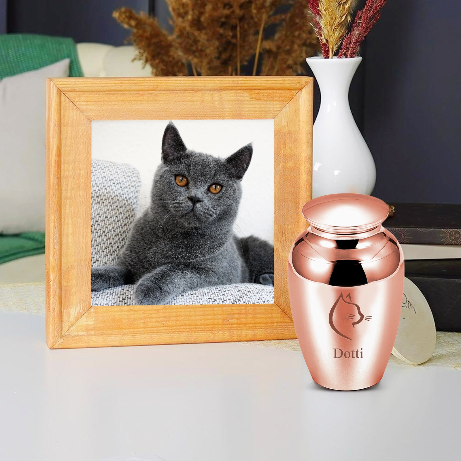 Custom cat Cremation Urns For Ashes Personalized  Pet Memorial Urn with Name - OARSE