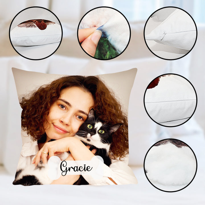 Customized Pet Picture Pillow from Original Photo Personalized Square Decorative Pillows - OARSE