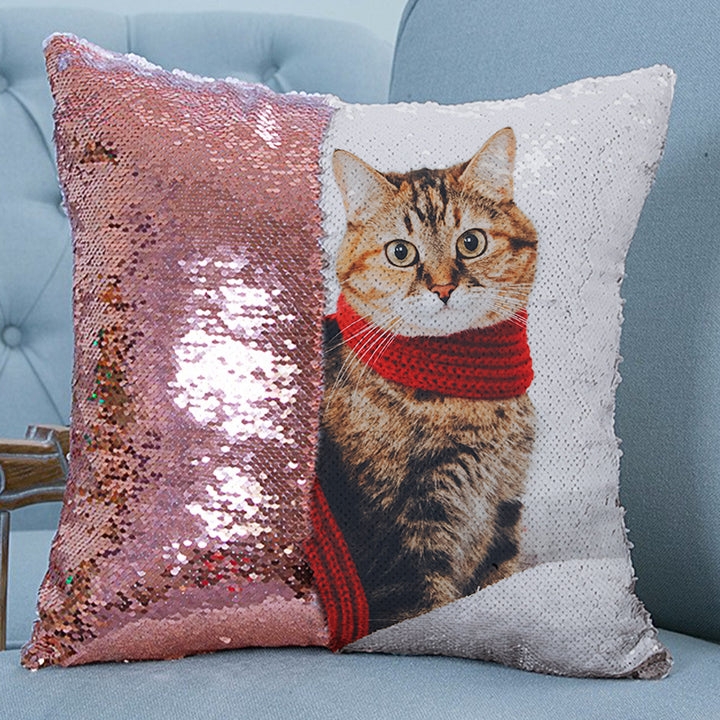 Customized Pet Reversible Sequin Pillow with Picture - OARSE