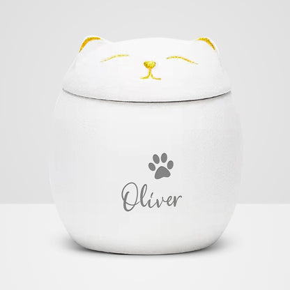 Cute Cat Urn Personalized with Name Engraved Pet Cremation Memorial Urns For Ashes - OARSE