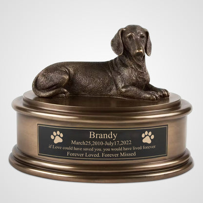 Dachshund Metal Dog Urns Box Custom Engraved Cremation Urns - OARSE