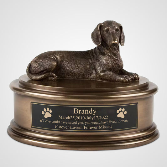 Dachshund Metal Dog Urns Box Custom Engraved Cremation Urns - OARSE
