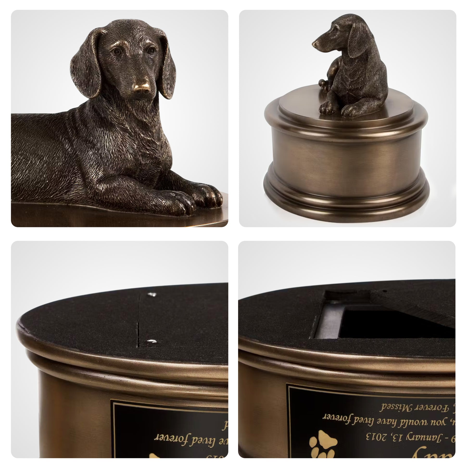 Dachshund Metal Dog Urns Box Custom Engraved Cremation Urns - OARSE