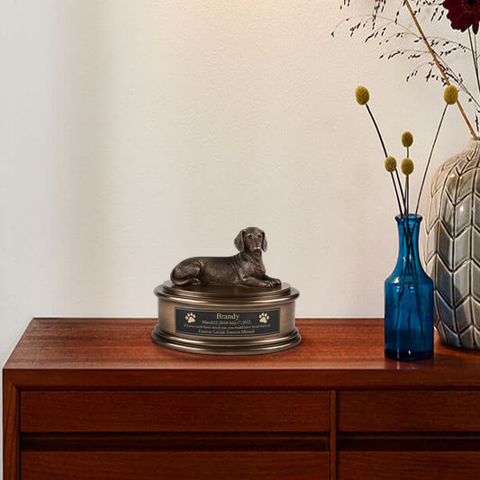 Dachshund Metal Dog Urns Box Custom Engraved Cremation Urns - OARSE