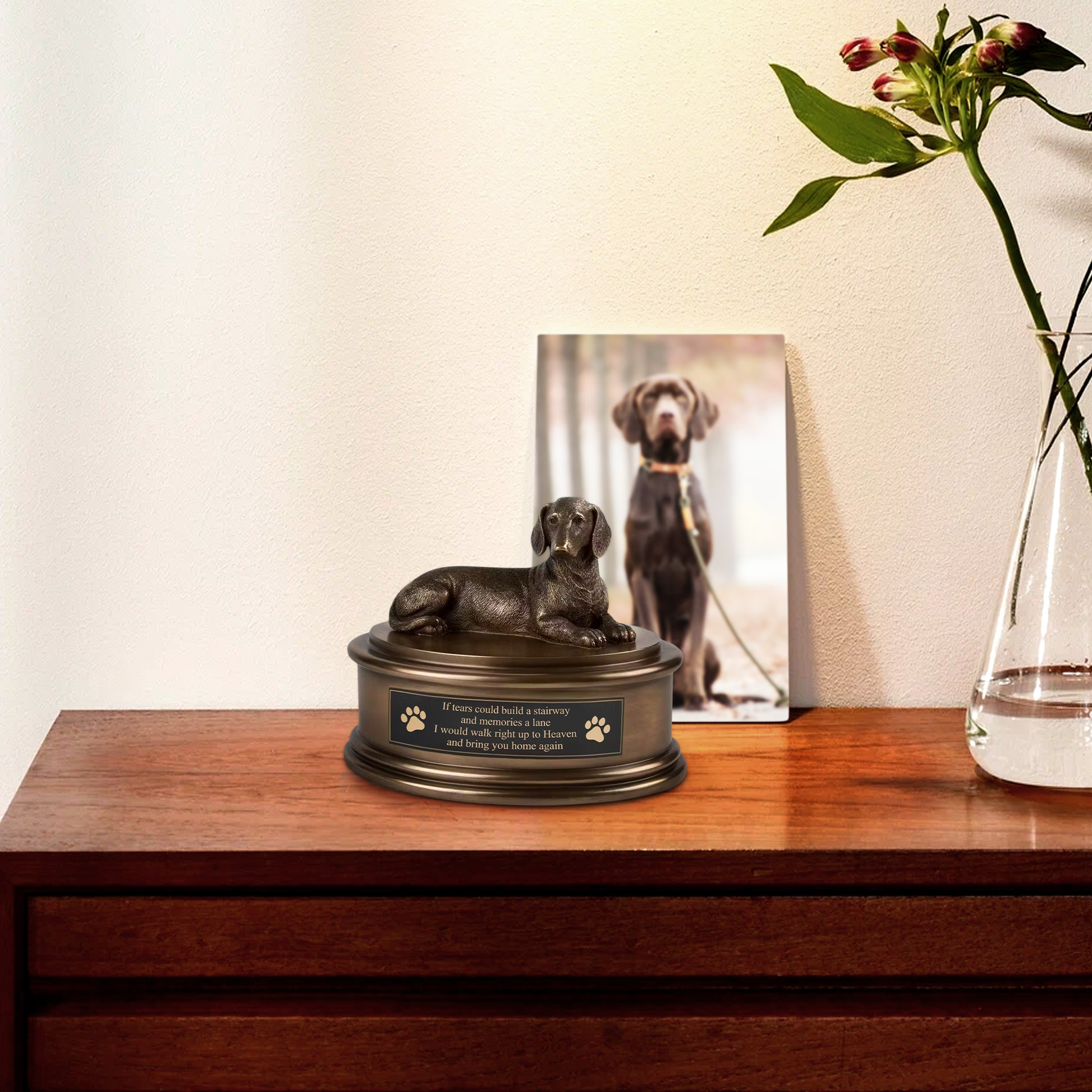 Dachshund Metal Dog Urns Box Custom Engraved Cremation Urns - OARSE