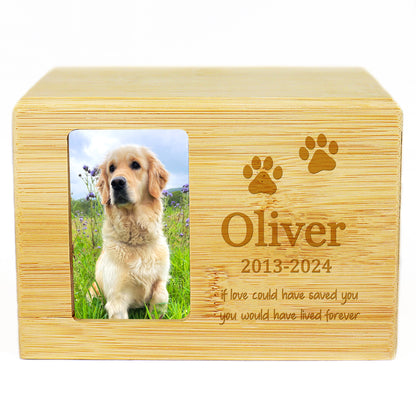 Personalized Wood Pet Cremation Urns with Photo for Ashes, Dog Memorial Keepsake Box - OARSE