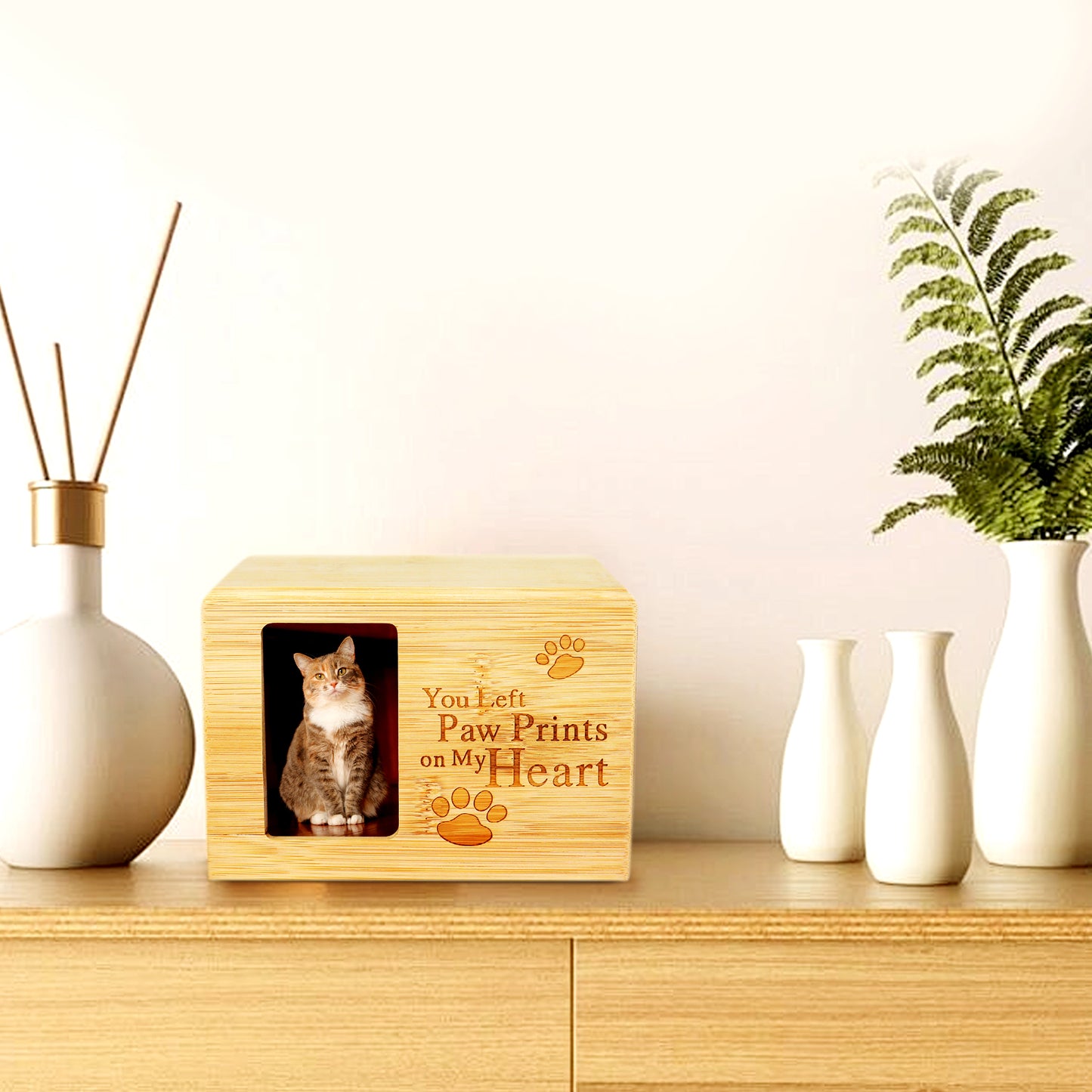 Personalized Wood Pet Cremation Urns with Photo for Ashes, Dog Memorial Keepsake Box - OARSE