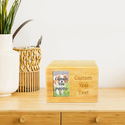 Personalized Wood Pet Cremation Urns with Photo for Ashes, Dog Memorial Keepsake Box - OARSE