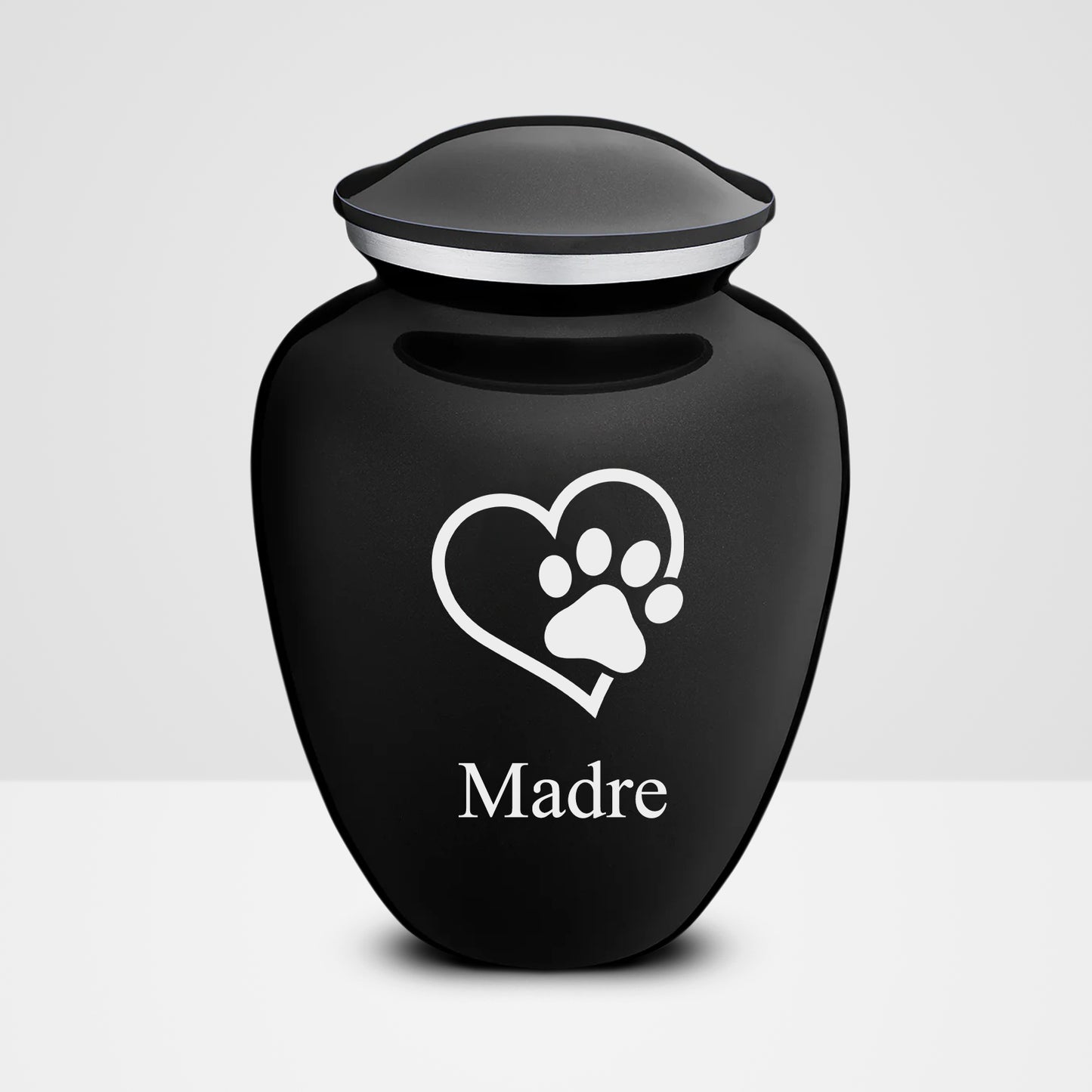 Embrace Black Single Paw Heart Cat Cremation Urn with Personalized Name for Ashes - OARSE