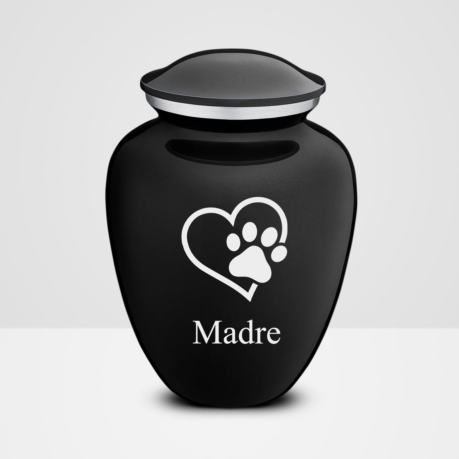 Embrace Black Single Paw Heart Cat Cremation Urn with Personalized Name for Ashes - OARSE