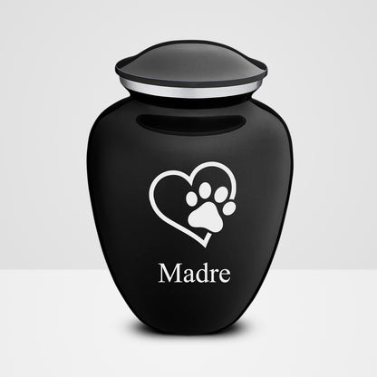 Embrace Black Single Paw Heart Cat Cremation Urn with Personalized Name for Ashes - OARSE