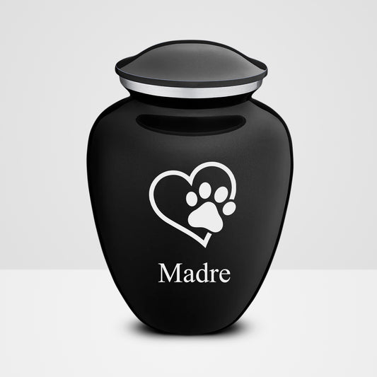 Embrace Black Single Paw Heart Cat Cremation Urn with Personalized Name for Ashes - OARSE