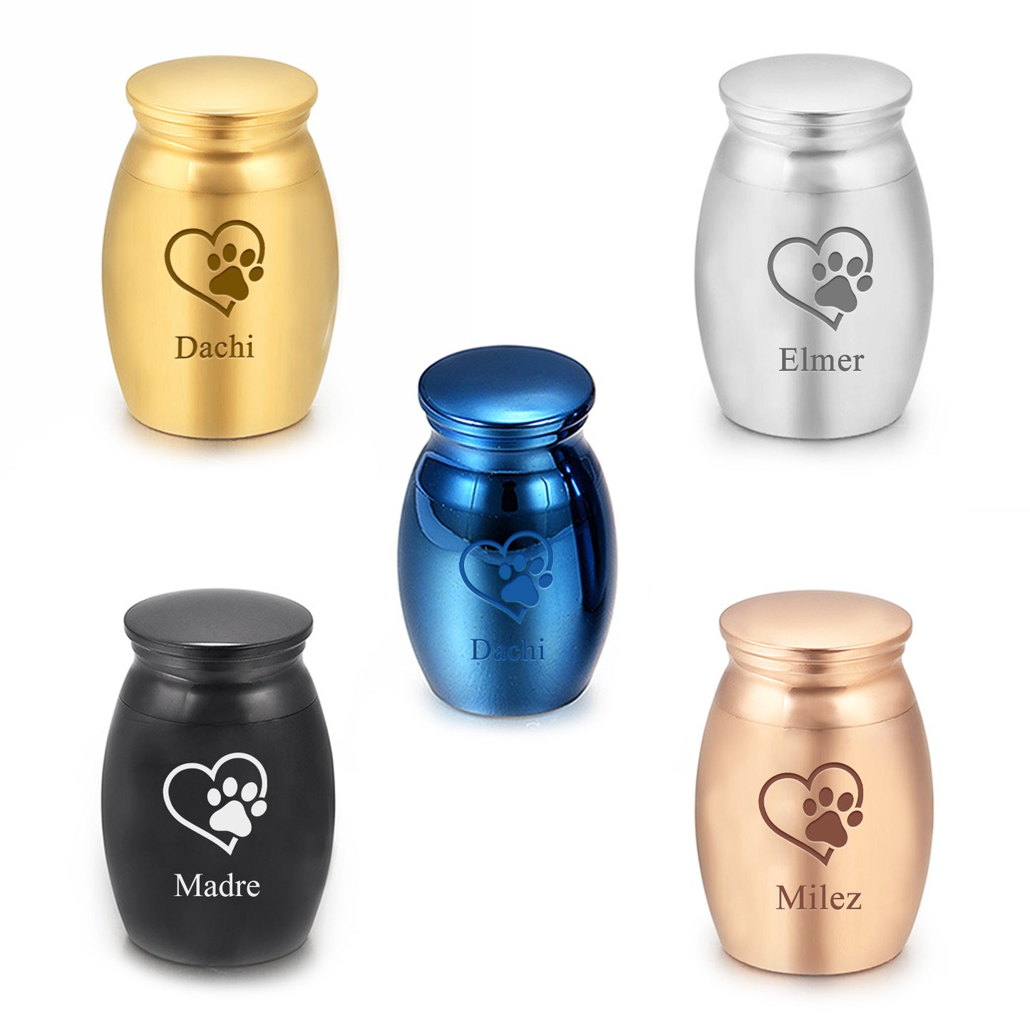 Embrace Black Single Paw Heart Cat Cremation Urn with Personalized Name for Ashes - OARSE