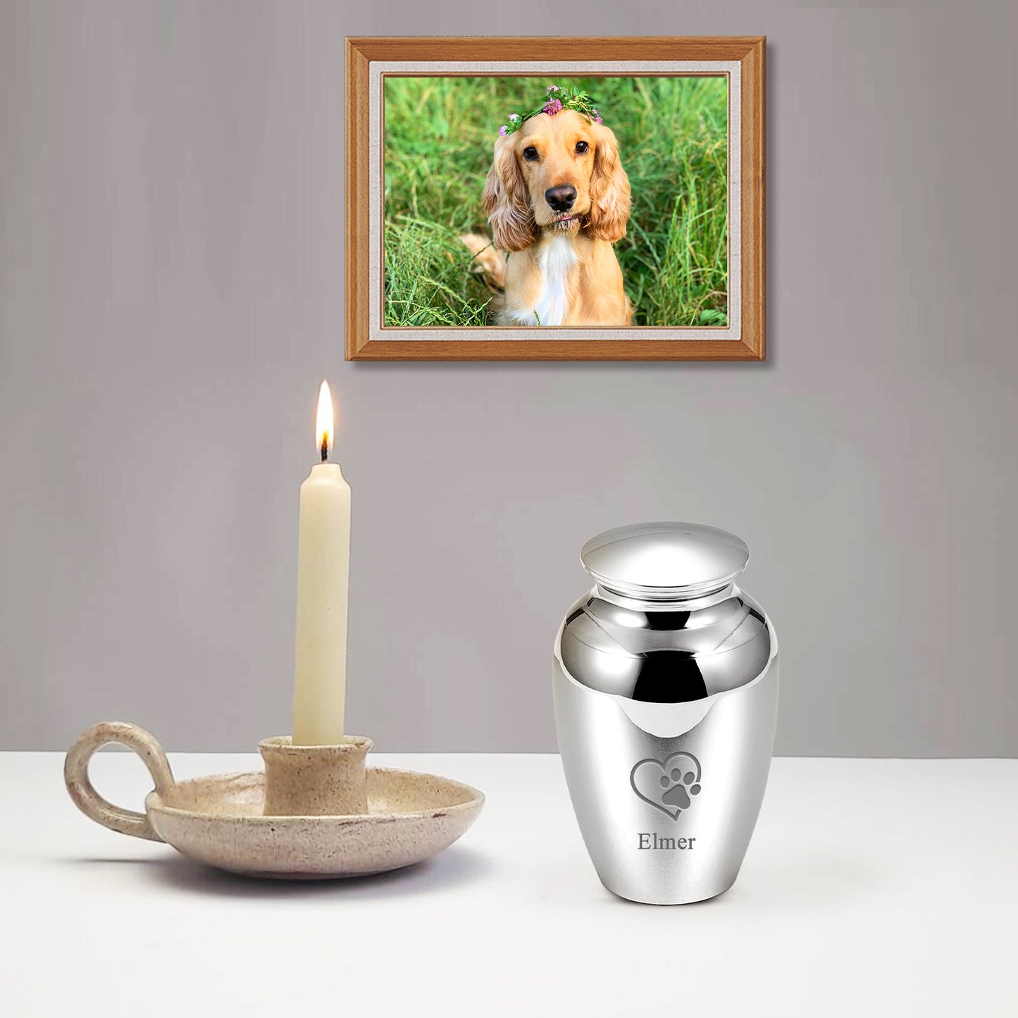 Embrace Black Single Paw Heart Cat Cremation Urn with Personalized Name for Ashes - OARSE