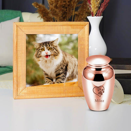 Embrace Black Single Paw Heart Cat Cremation Urn with Personalized Name for Ashes - OARSE