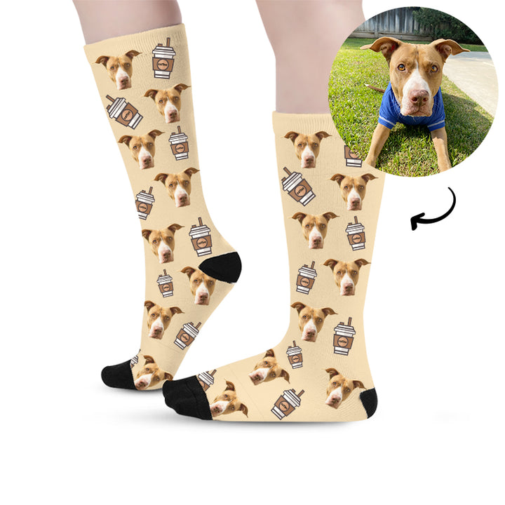 Custom Pet Drink Socks with Photo of Your Dog Personalized Face Socks for Memorial Gift - OARSE