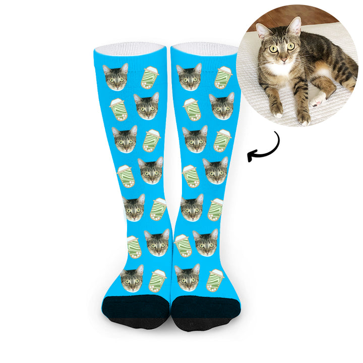 Custom Pet Drink Socks with Photo of Your Dog Personalized Face Socks for Memorial Gift - OARSE