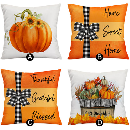 Fall Autumn  Blessings Decorative Pillow with Pumpkin for Couch, Sofa, Home - OARSE