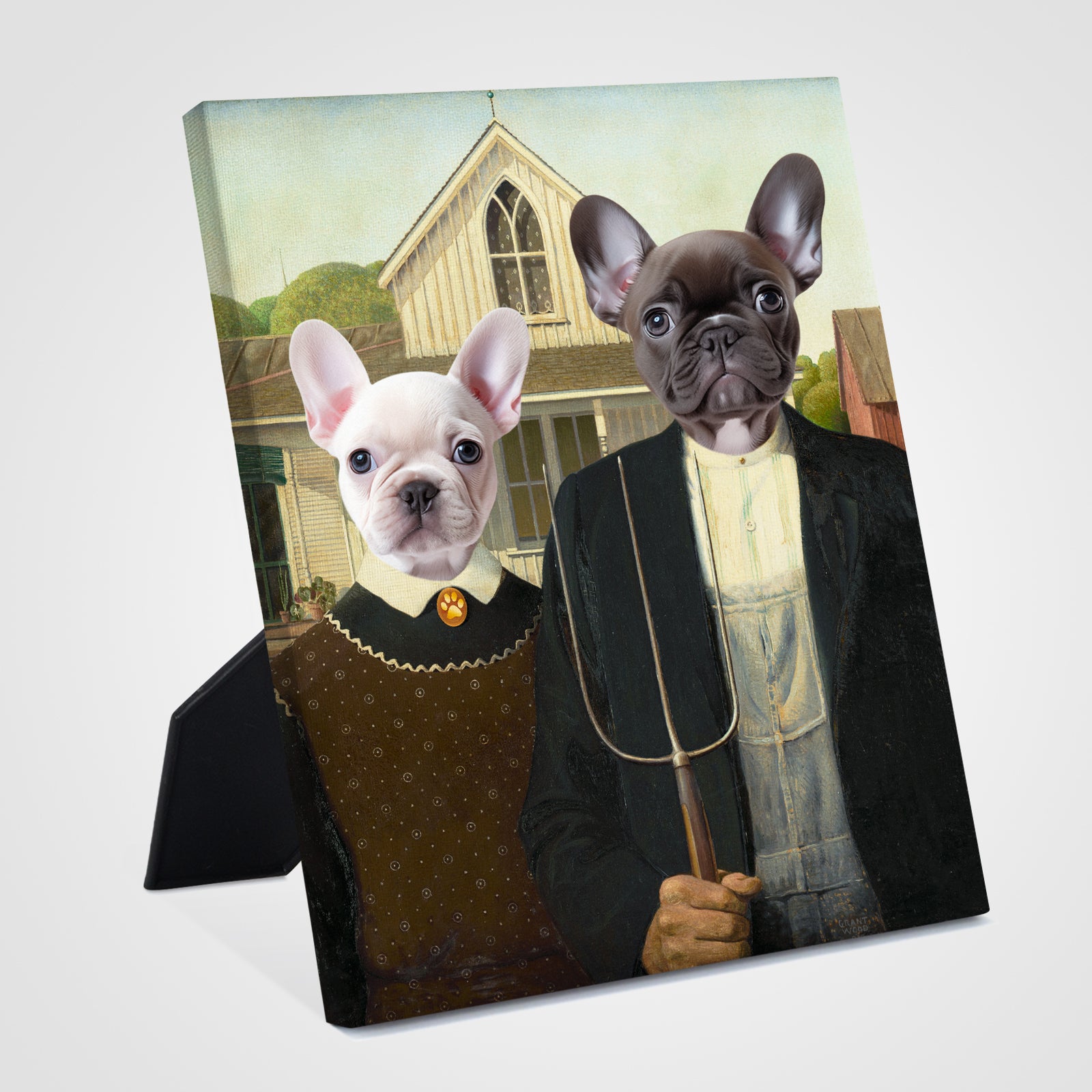 Gothic Family Custom Standing Canva with Pet Portraits - OARSE